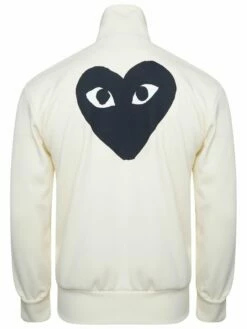Comme Des Garçons PLAY T255 Black Heart Track Jacket Ivory - Women's Ivory Jacket