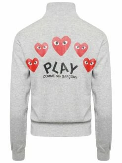 Comme Des Garçons PLAY T251 Red Heart Track Jacket Grey In Grey - Women's Jackets & Coats