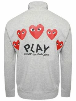 Comme Des Garçons PLAY T252 Red Heart Track Jacket Grey In Grey - Men's Designer Hoodie