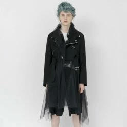 Comme Des Garçons BLACK Tulle Zip Jacket Dress In Black | Women's Designer Dress