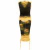 Jean Paul Gaultier Black & Beige Printed Fleurs Petit Grand Midi Dress - Designer Dresses for Women
