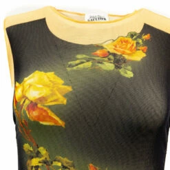 Jean Paul Gaultier Black & Beige Printed Fleurs Petit Grand Midi Dress - Designer Dresses for Women -Hervia Shop hervia.com 23 12 f ro056 t525 6800 dress with gathers front and back detail printed fleurs petit grand col. 6800 beige black 168449340623 12 F RO056 4