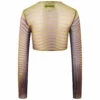 Jean Paul Gaultier Cropped Semi-Sheer Striped Fleur Morphing Top in Green/Purple - Kids Fashion