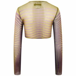 Jean Paul Gaultier Cropped Semi-Sheer Striped Fleur Morphing Top in Green/Purple - Kids Fashion