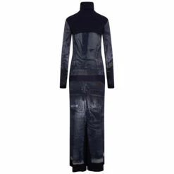 Jean Paul Gaultier The Long Blue Denim Trompe L’oeil Dress In Navy/Blue | Designer Womens Dress