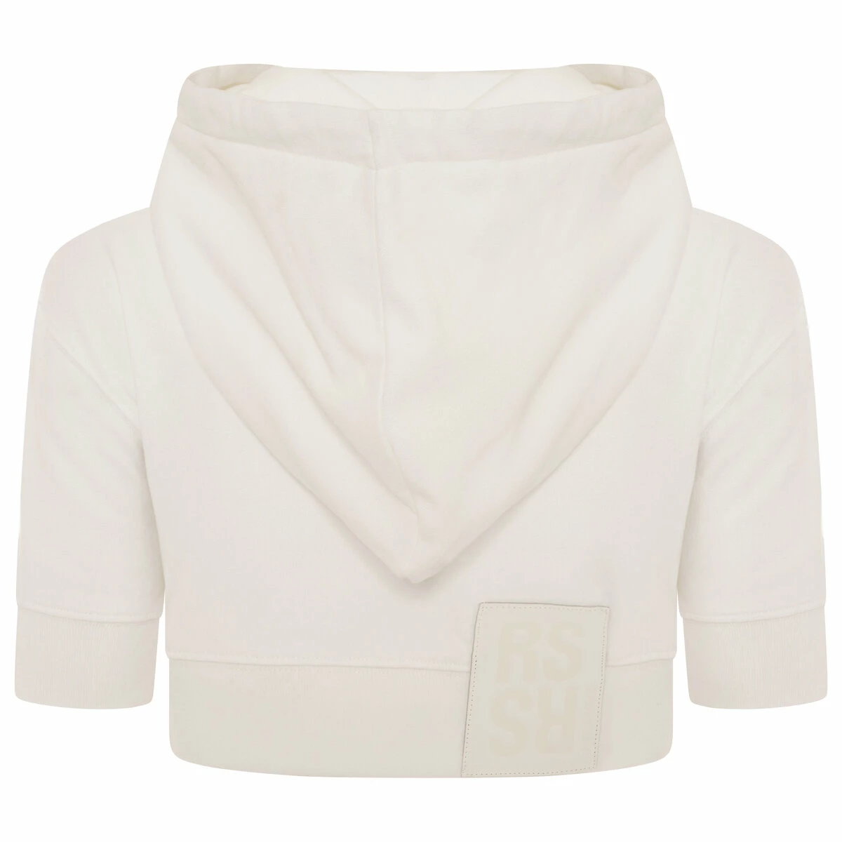 Raf Simons White Cropped Short-Sleeved Hoodie with 'R' Embroidery | Women's Designer Hoodie 1 Raf Simons White Cropped Short-Sleeved Hoodie with 'R' Embroidery | Women's Designer Hoodie