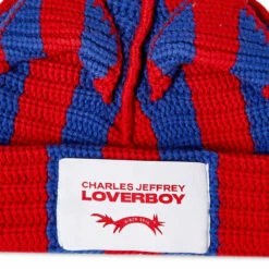 Charles Jeffrey LOVERBOY Striped Ears Beanie - Red/Blue | Kids' Fashion Accessory