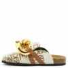 JW Anderson Jacquard Loafer Chain Mules In Beige - Men's Designer Loafers