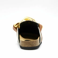 JW Anderson Jacquard Loafer Chain Mules In Beige - Men's Designer Loafers -Hervia Shop hervia.com anm35504t.17050 loafers col. jaquard 102 beige chain gold 1681477152ANW35004T 3