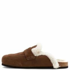 JW Anderson Men's Brown Shearling Loafer Mules | Designer Flat Shoes