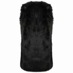 Comme Des Garçons BLACK Long Faux Fur Vest in Black | Designer Women's Jackets & Coats