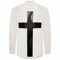 Comme Des Garçons Black Cross Print Shirt - Men's Designer White & Black Shirt