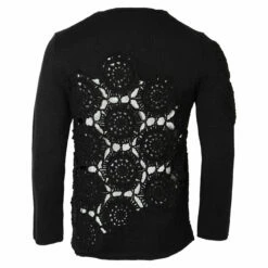 Comme Des Garçons BLACK Lace Knit Panel Sweater in Black - Women's Designer Cardigan
