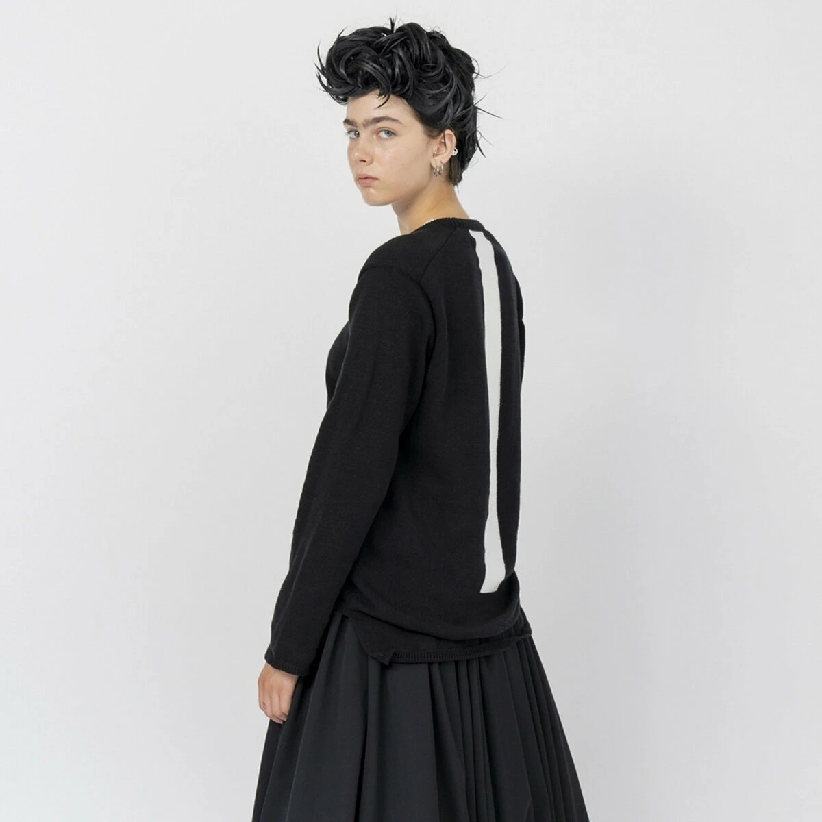 Comme Des Garçons BLACK Striped Back Sweater In Black 4 Comme Des Garçons BLACK Striped Back Sweater In Black - Image 4