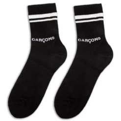 Comme Des Garçons Ankle Logo Intarsia Sock - Black | Men's Designer Socks