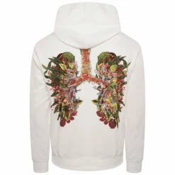 Comme Des Garçons Homme Plus Floral Lungs Back Print Hoodie - White | Men's Designer Hoodies