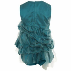 Comme Des Garçons Noir Kei Ninomiya Asymmetric Ruched Tulle Top In Turquoise - Kids Fashion