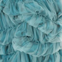 Comme Des Garçons Noir Kei Ninomiya Ruched Tulle Midi Skirt - Turquoise | Women's Designer Skirts