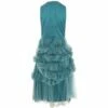 Comme Des Garçons Noir Kei Ninomiya Turquoise Ruched Tulle Midi Dress | Designer Womens Dress