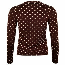 Comme Des Garçons PLAY N035 Polka Dot Jumper Maroon In Brown - Women's Designer Cardigan