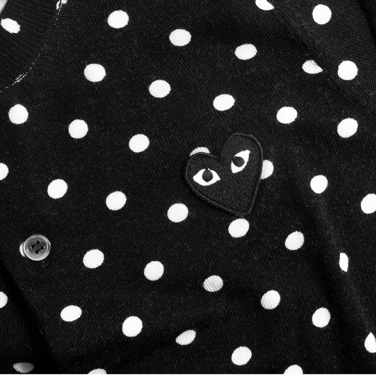 Comme des Garçons PLAY N037 Polka Dot Cardigan Black - Women's Knitwear 2 Comme des Garçons PLAY N037 Polka Dot Cardigan Black - Women's Knitwear - Image 2
