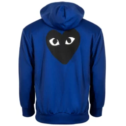 Comme Des Garçons PLAY T254 Black Heart Zip Up Hoodie Blue In Blue - Men's Designer Hoodie