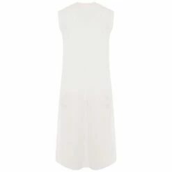 Comme Des Garçons White Sleeveless Midi Dress | Designer Womens Dress