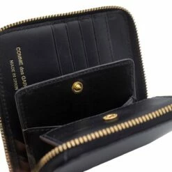 Comme Des Garçons SA2100OP Black Designer Wallet with Outside Pocket - Mens Luxury Wallets