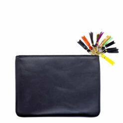 Comme Des Garçons Black Tassled Large Pouch Zip Wallet SA5100ZP - Men's Designer Wallet