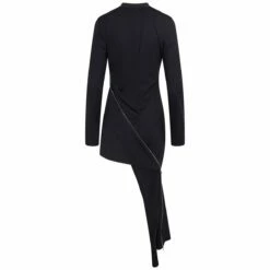 JW Anderson Navy Zip Detail Long-Sleeved Dress | Designer Women's Dress