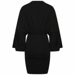 Rick Owens DRKSHDW 3/4 Sleeves Tommy Mini Dress in Black | Designer Women's Dress