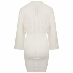 Rick Owens DRKSHDW 3/4 Sleeves Tommy Mini Dress In Milk - Designer Womens Dress