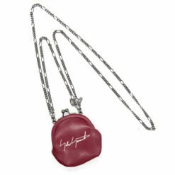 Front Page 5 Yohji Yamamoto Leather Coin Purse Necklace in Bordeaux | Designer Wallets for Men