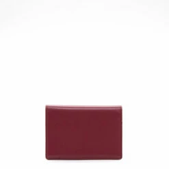 Yohji Yamamoto Leather Card Holder in Bordeaux - Designer Men's Wallet