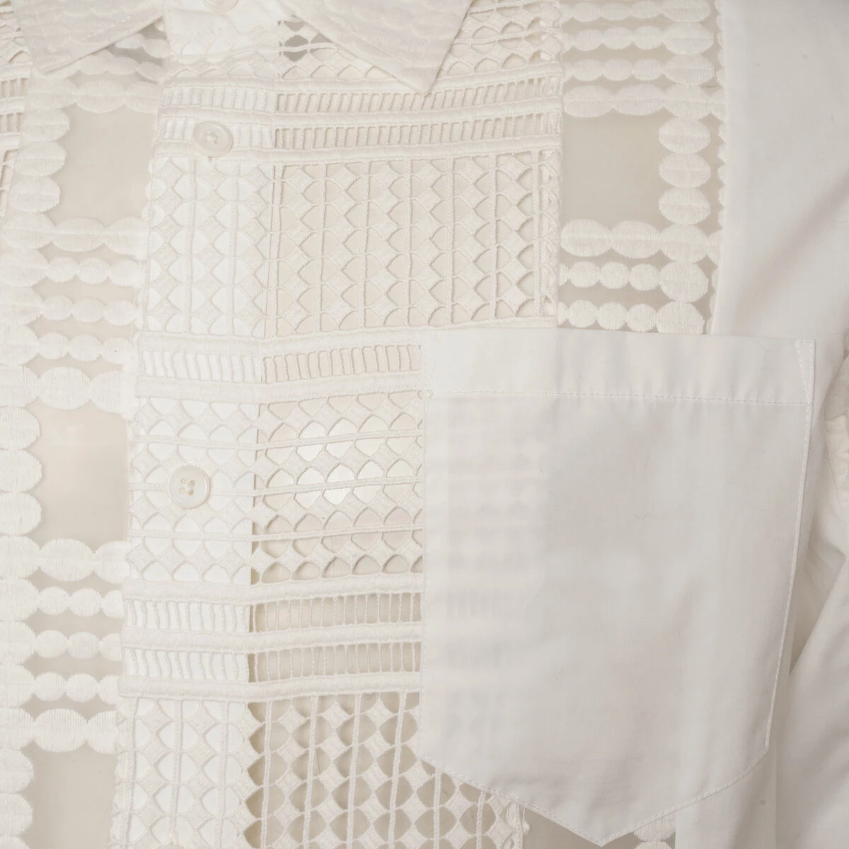 Feng Chen Wang White Lace Cut-Out Shirt | Men's Designer Fashion 2 Feng Chen Wang White Lace Cut-Out Shirt | Men's Designer Fashion - Image 2