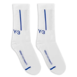 Y-3 Stripe Detail Socks in White/Blue - Men's Designer Socks