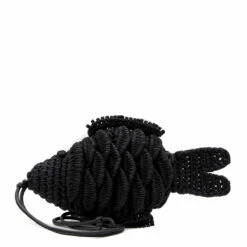 JW Anderson Knitted Fish Bag In Black - Stylish Kids Accessory