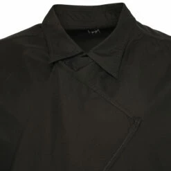 Yohji Yamamoto Black Shirt with Overlapping Left Panel - Men's Designer Shirt -Hervia Shop hervia.com hj b29 018 u left side draped b col. black 1697531857HJ B29 018 2 03 1