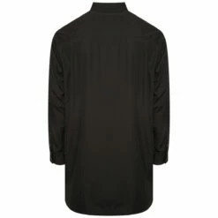 Yohji Yamamoto Men's Black Double Layered Mandarin Collar Shirt | Designer Men's Shirts