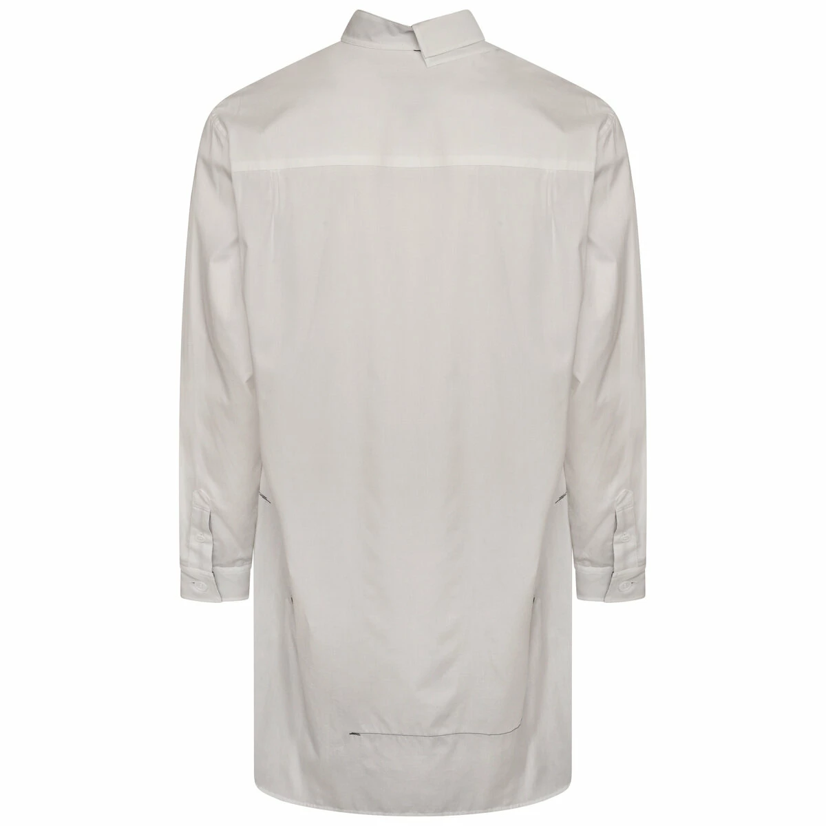 Yohji Yamamoto Men's Colour Block Shirt with Double Collar - White & Black 1 Yohji Yamamoto Men's Colour Block Shirt with Double Collar - White & Black