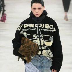 Y/Project Paris' Best Jacquard Fleece Jacket - Black & White | Designer Women's Jacket