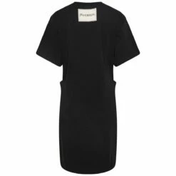JW Anderson Hinge Midi T-Shirt Dress In Black | Designer Womenswear