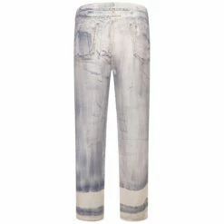 Jean Paul Gaultier Blue Silk Low Waist Jean Effect Paint Trousers - Men's Designer Jeans