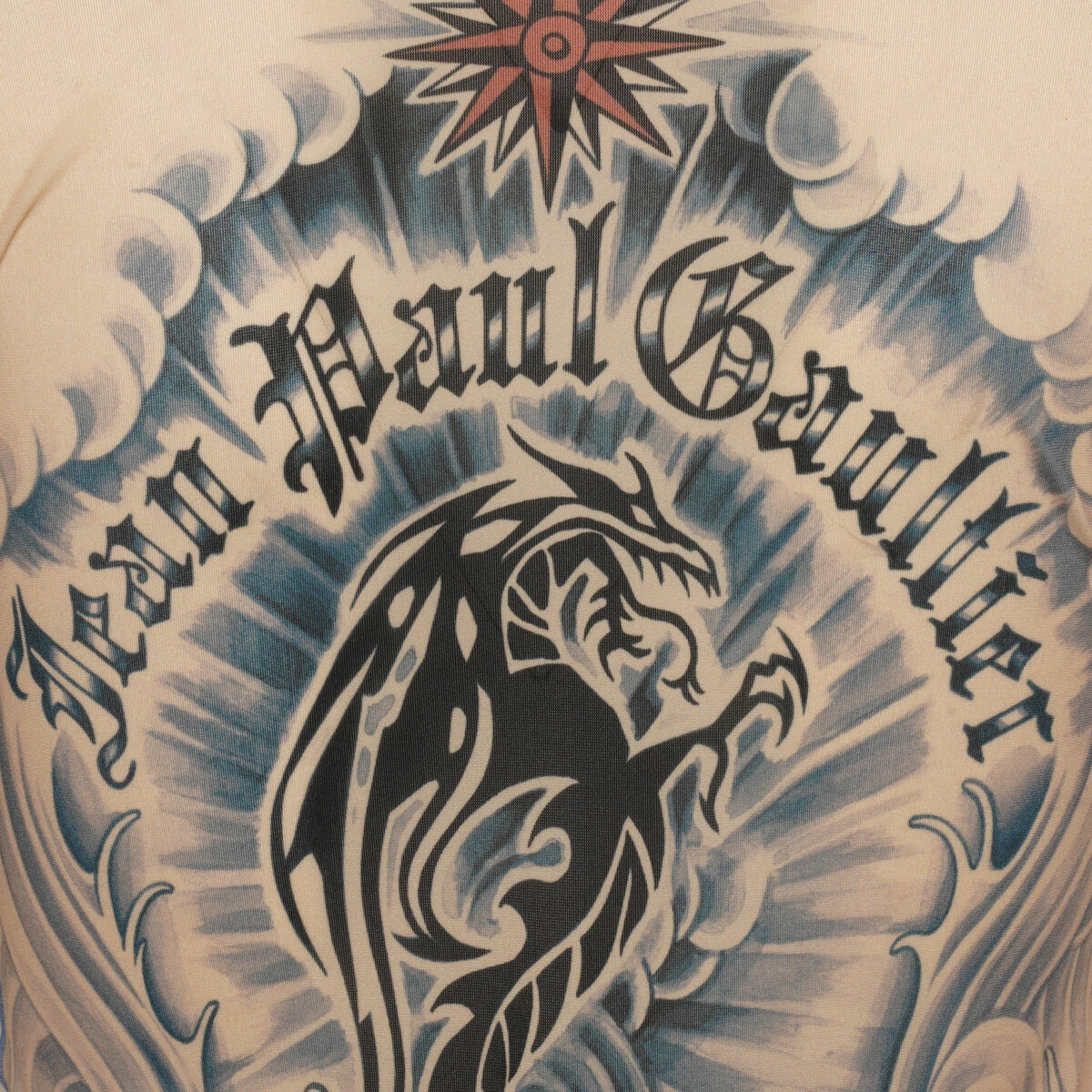 Jean Paul Gaultier The High Neck Tattoo Print Sheer Top In Nude - Kids Fashion 4 Jean Paul Gaultier The High Neck Tattoo Print Sheer Top In Nude - Kids Fashion - Image 4