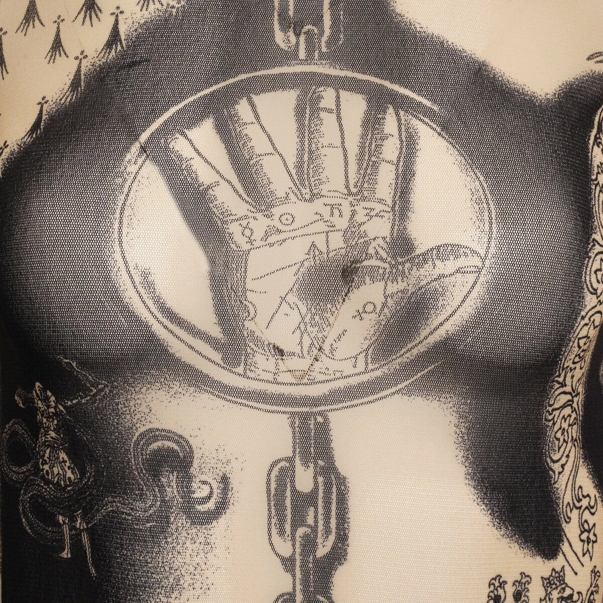 Jean Paul Gaultier The Long Sleeve Sheer Tattoo Print Top In Nude - Kids Fashion 2 Jean Paul Gaultier The Long Sleeve Sheer Tattoo Print Top In Nude - Kids Fashion - Image 2