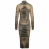 Jean Paul Gaultier The High Neck Tattoo Sheer Print Dress In Nude - Designer Womens Dress