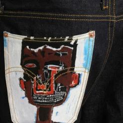 Junya Watanabe MAN Straight Fit Cropped Jeans with Basquiat Pocket - Indigo | Men's Designer Jeans -Hervia Shop hervia.com junya watanabe man wk p208 s23 mens pants col. 1 1683646660 2AJ7198