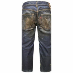 Junya Watanabe MAN Relaxed Fit Cropped Jeans | Distressed Print Indigo | Designer Shorts for Men