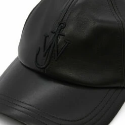 JW Anderson JWA Baseball Leather Cap In Black - Stylish Kids Accessory -Hervia Shop hervia.com jw anderson ac0198 baseball cap col. black 1696858750AC0198 LA0277 999 2