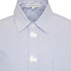 JW Anderson Bunny Button Shirt - Light Blue | Men's Designer Shirts